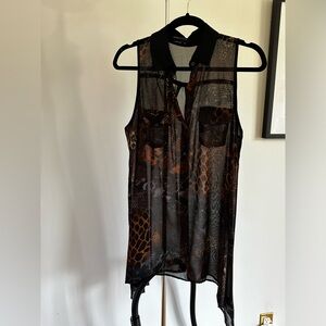 Animal Print Sheer BCBGMaxaAzria Tank/Sleeveless Blouse